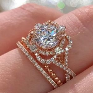 NEW 925 Silver Rose Gold Crown Coronation Ring